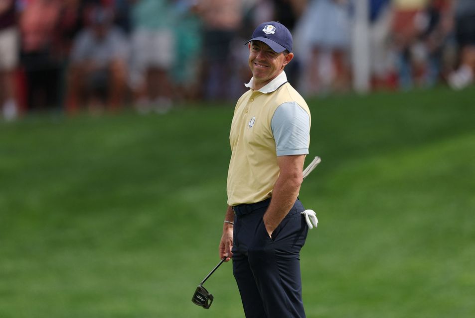 Team Europe's Rory McIlroy during a practice round. Photo: Paul Childs/Reuters